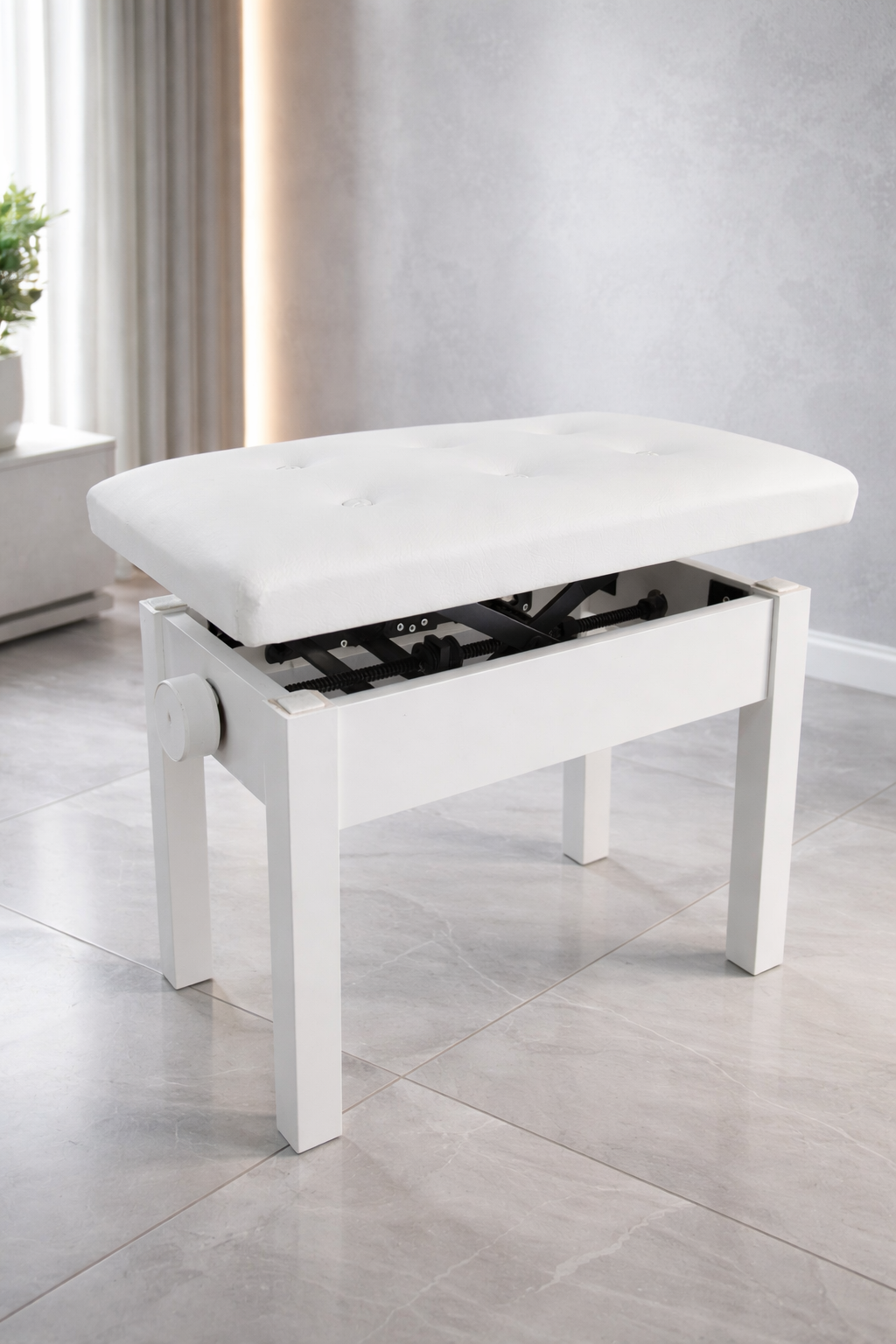 Katre Ayarlı Piyano Taburesi (Beyaz)