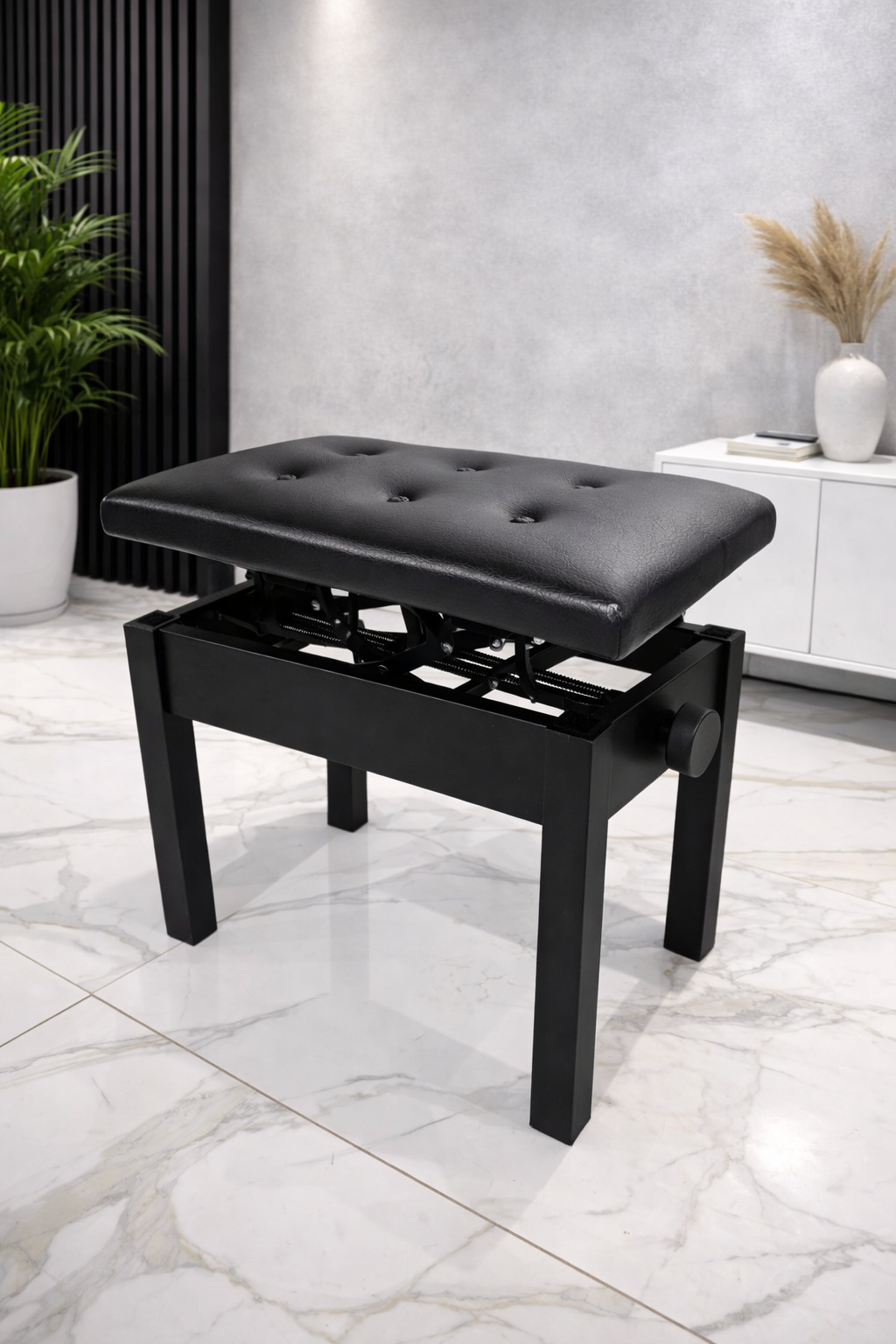 Katre Ayarlı Piyano Taburesi (Siyah)