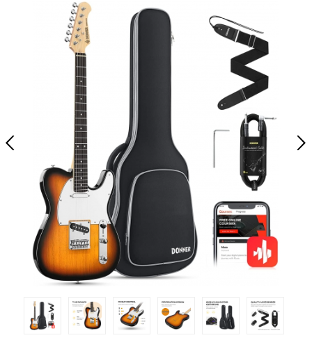 Donner DTC-100S Telecaster Elektro Gitar Paketi