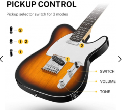 Donner DTC-100S Telecaster Elektro Gitar Paketi (Sunburst)