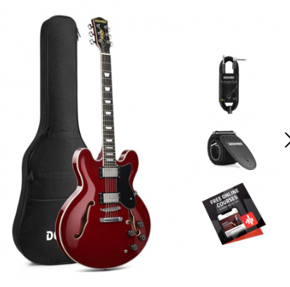 Donner DJP-1000 Semi-Hollow Elektro Gitar (Kırmızı)