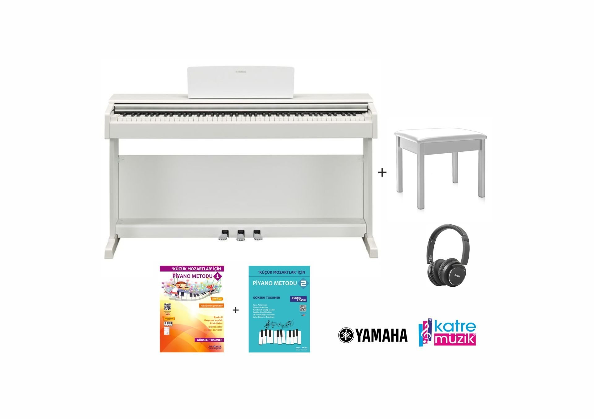 Yamaha YDP165WH Dijital Piyano Seti- Tabure ve Kulaklık dahil