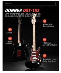 Donner DST-152 Full-Size ST Elektro Gitar (Siyah)