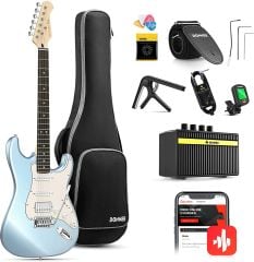 Donner DST-152 Full-Size ST Elektro Gitar Seti (Metalic Blue)