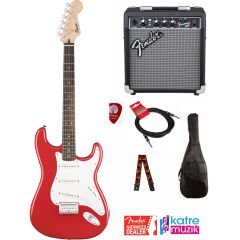 Squier mm Strat Hard Tail Kırmızı Elektro Gitar Seti