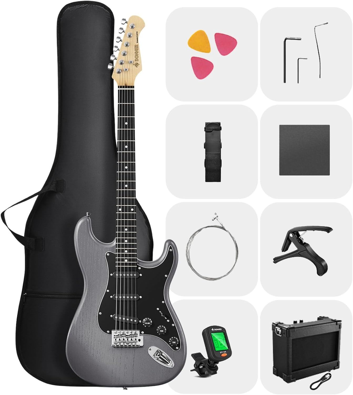 Donner Dst80 Elektro Gitar Seti Siyah (motton black)