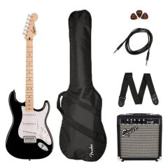 Squier Sonic Stratocaster Siyah Elektro Gitar Seti
